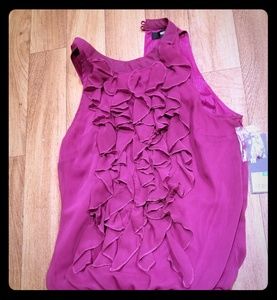 Magenta ruffled sleeveless blouse